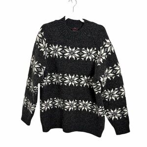 Norwool Fair Isle Snowflake Wool Crewneck Sweater Size XL